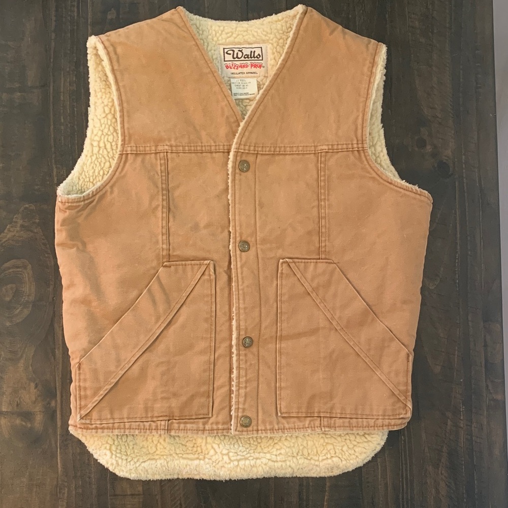 Walls Sherpa-Lined Vest in Tan and Cream